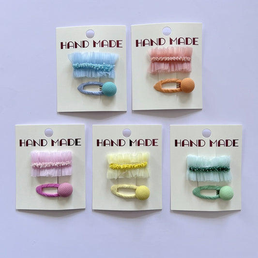 Cute Children's Mesh Beaded Hair Clips for Girls