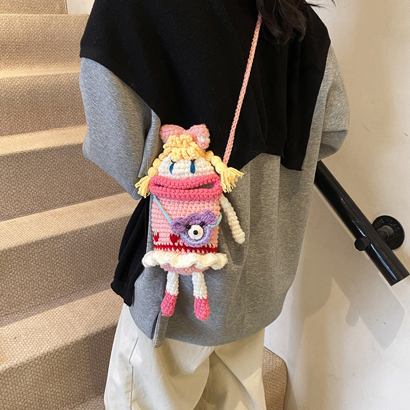 Cute Cartoon Crochet Shoulder Bag for Girls