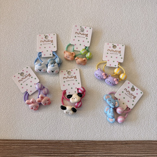 Adorable Cartoon Bunny Hair Ties for Kids, Floral Design, Handmade, Fun Accessories