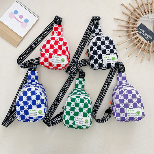 Kids' Stylish Checkerboard Crossbody Bag