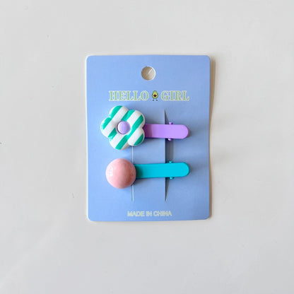 Colorful Flower Bead Hair Clips for Kids