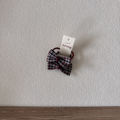 Children's Plaid Bow Hair Ties Set