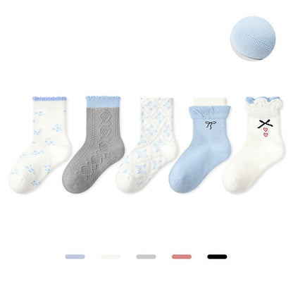 Kids Dot Colorblock Seamless Cotton Sport Socks