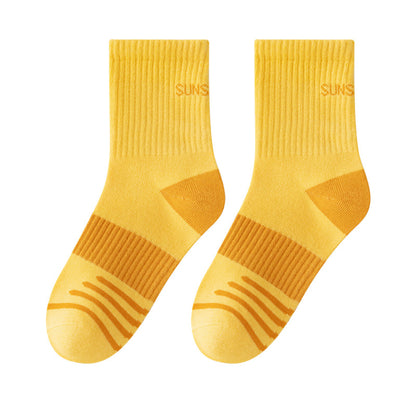 Mid-Calf Kids Socks with Cartoon Letters - Breathable Cotton for Boys and Girls