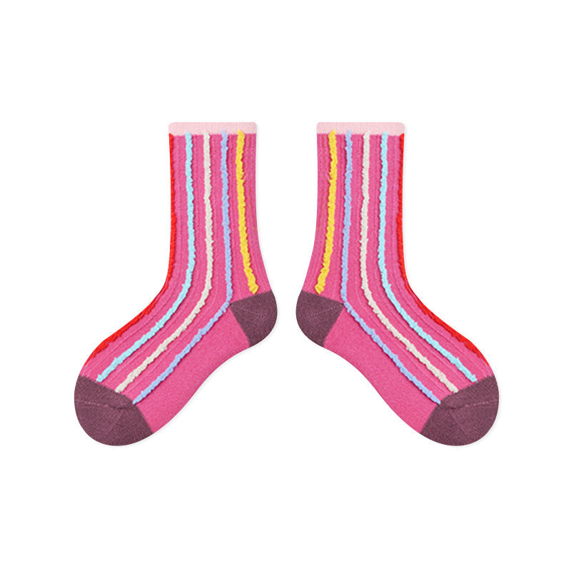 Kids Plush Polka Dot Mid Calf Socks Breathable