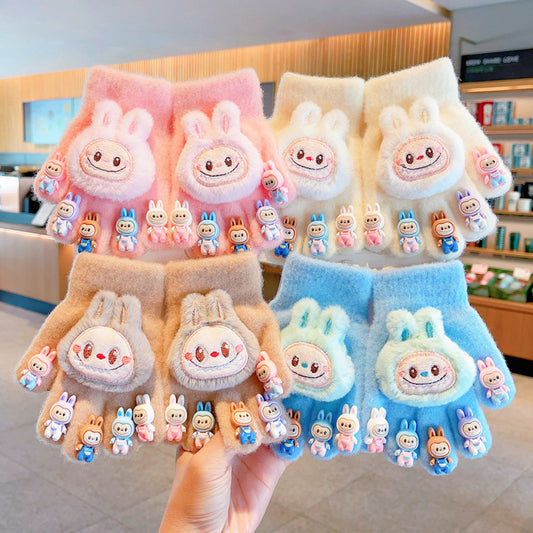 Labubu Style Playful Monster Kids Winter Gloves