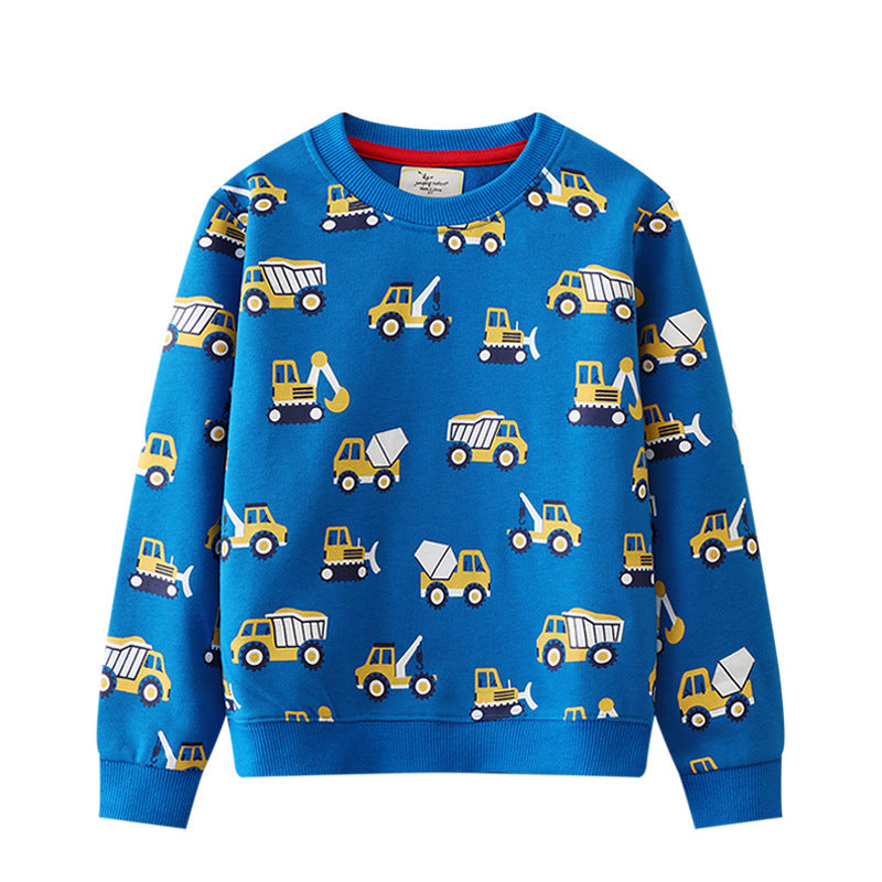 Kids Casual Cartoon Hoodie Cotton Pullover Top