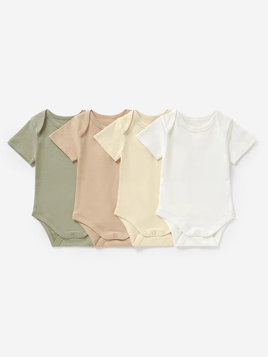 Baby Short Sleeve Triangle Bodysuit Cotton Casual Unisex Romper