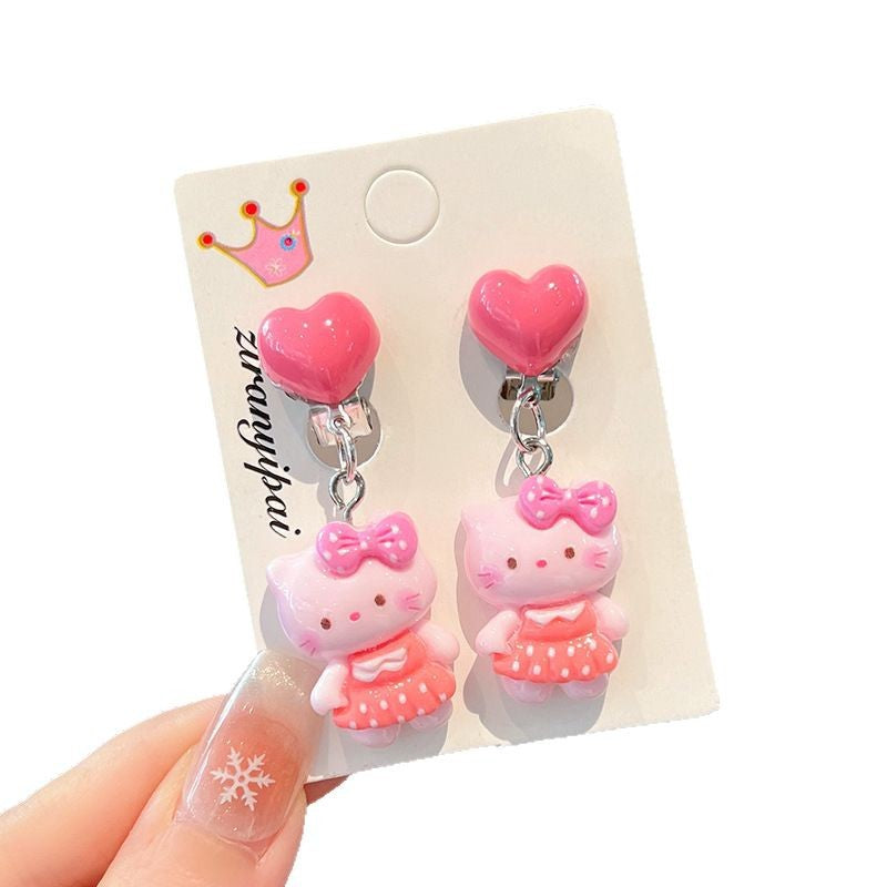 Cute Cartoon Character Ear Clips for Kids - Non-Pierced Earrings