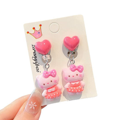 Cute Cartoon Character Ear Clips for Kids - Non-Pierced Earrings