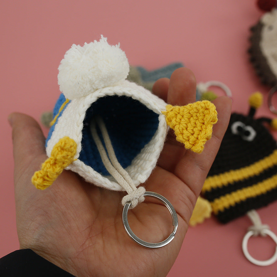 Handcrafted Cartoon Key Pouch Cute Duck Butt Knitted Key Holder