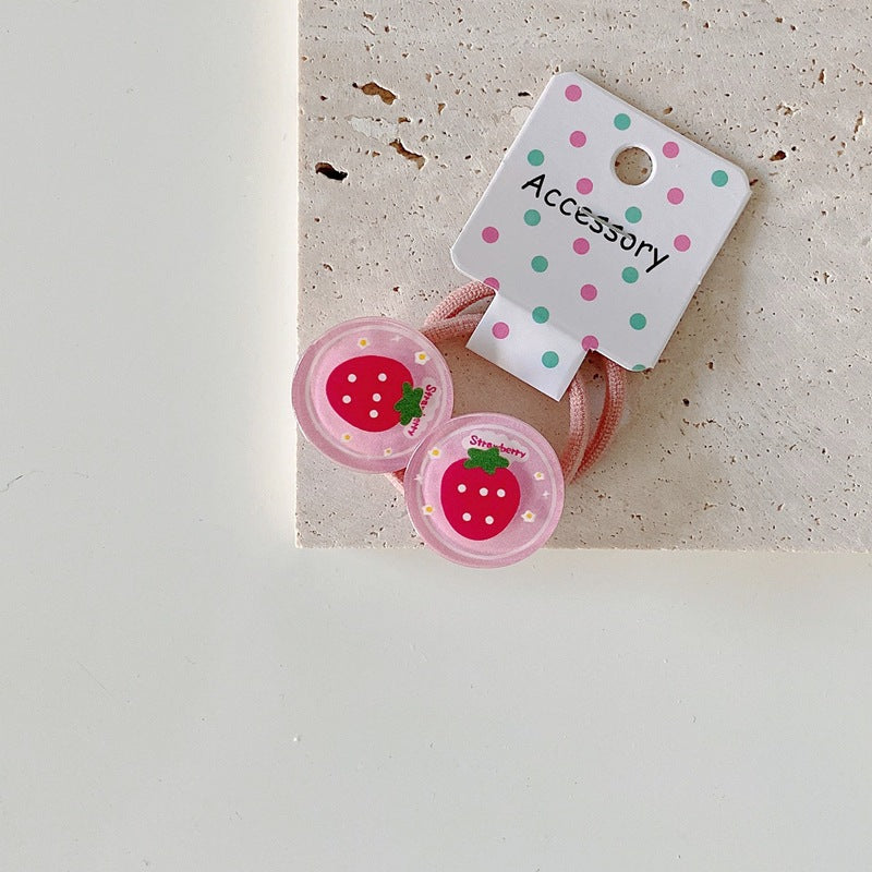 Cartoon Print Acrylic Hair Ties for Kids