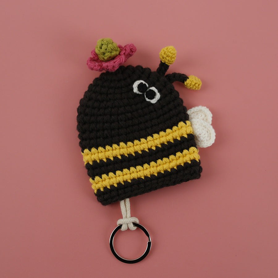 Handcrafted Cartoon Key Pouch Cute Duck Butt Knitted Key Holder