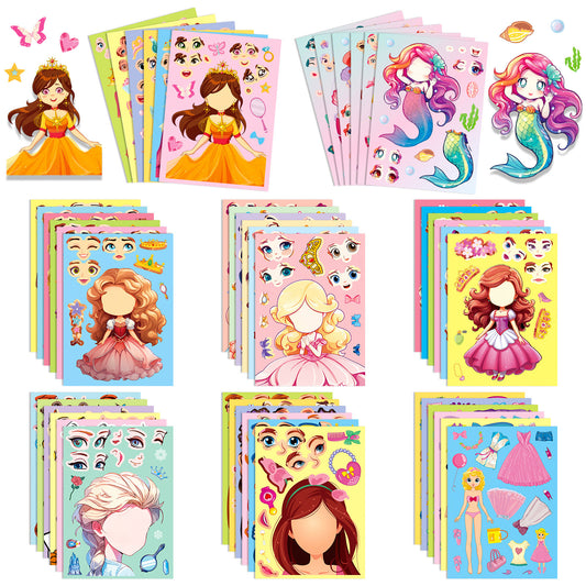 Sticker Pack Princess Face Swap Printed Paper Cute