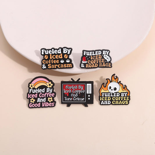 Angry Fuel Ice Coffee Enamel Pin Fashion Brooch Badge