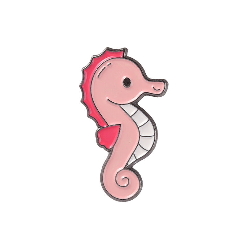 Ocean Animal Series Cute Enamel Pins Shark Jellyfish Seahorse Brooches
