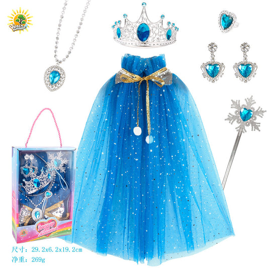 Princess Role-Playing Set with Cape, Crown, Magic Wand, and Ring