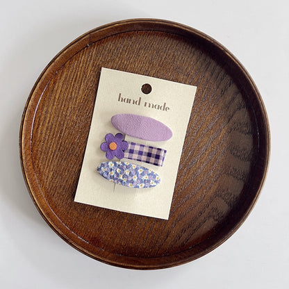 Floral Print Fabric Hair Clips Set for Kids