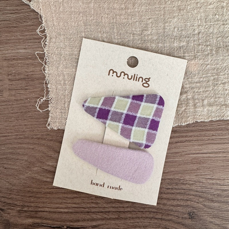 Children's Triangle Plaid Hair Clips Set