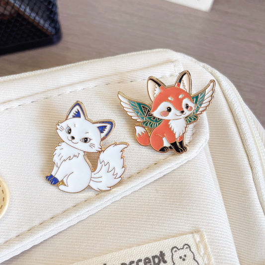 Cute Fox Enamel Pin Cartoon Japanese Style Brooch for Bags and Clothes