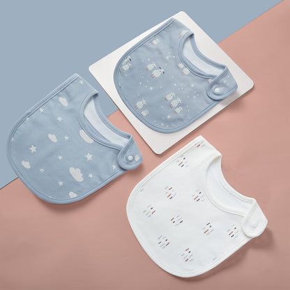 3-Pack Cartoon Baby Bibs Soft Cotton Waterproof Drool Bibs