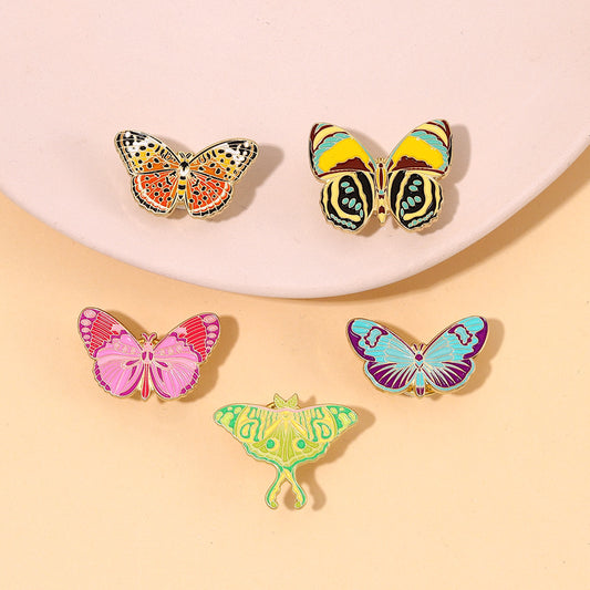 Colorful Butterfly Animal Alloy Brooch Creative Insect Moth Clothing Accessories