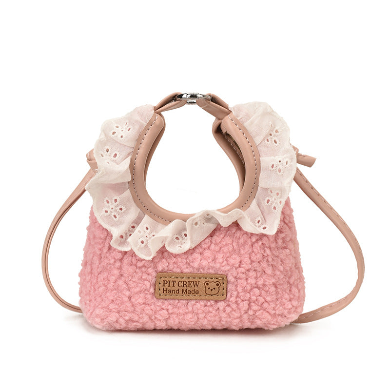 Trendy Solid Color Lace Toddler Handbag
