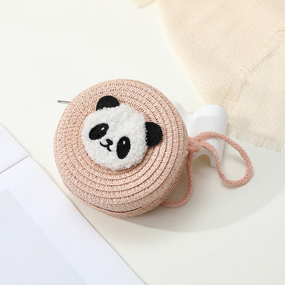 Mini Cute Panda Woven Straw Bag for Women