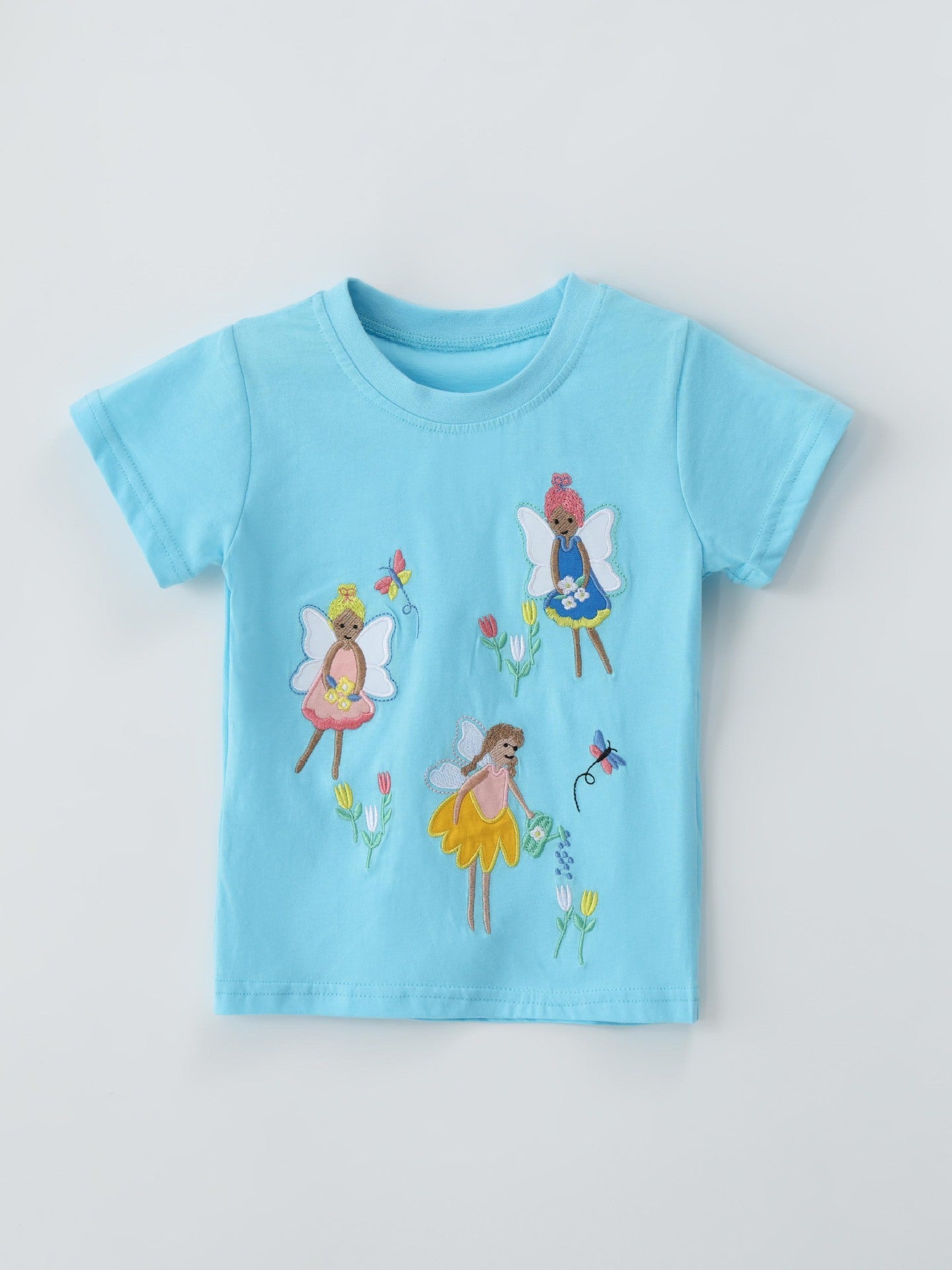 Children's Flower Fairy Embroidered T-Shirt Soft Cotton Top