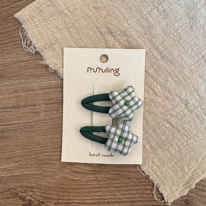 Star Pattern Fabric Hair Clips for Kids - Set of 2