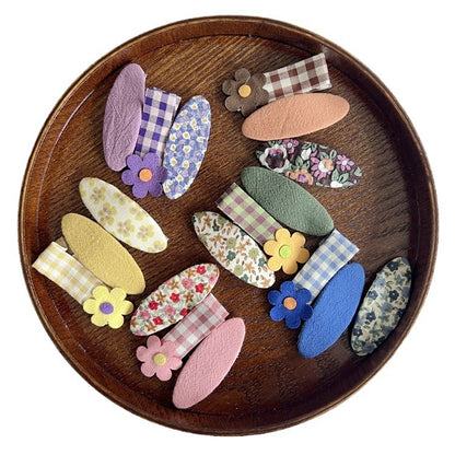 Floral Print Fabric Hair Clips Set for Kids