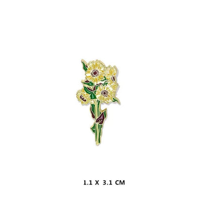 Sunflower & Iris Floral Brooch Artistic Lapel Pin for Bags