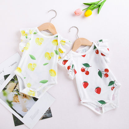 New Baby Sleeveless Lemon Print Romper