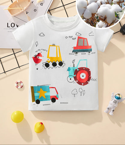 Little Bitty Boys' Summer T-Shirt Animal Cartoon Moisture-Wicking Casual Style
