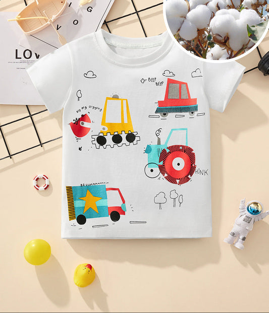 Little Bitty Boys' Summer T-Shirt Animal Cartoon Moisture-Wicking Casual Style