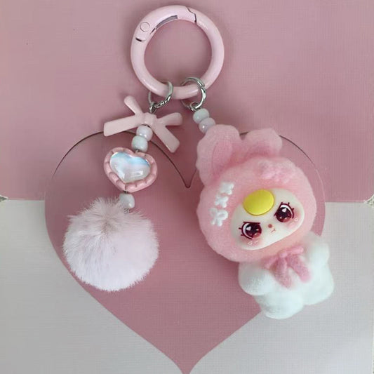 Cartoon Velvet Standing Doll Keychain - Cute PVC Backpack Decoration