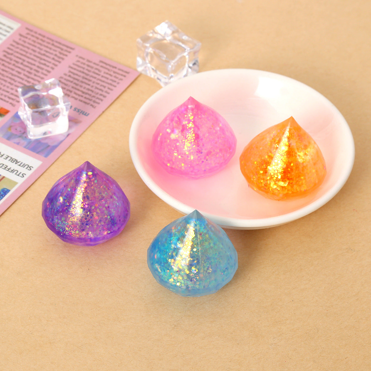 Mini Slow-Rebound TPR Ice Cube Squishy Sensory Fidget Toy