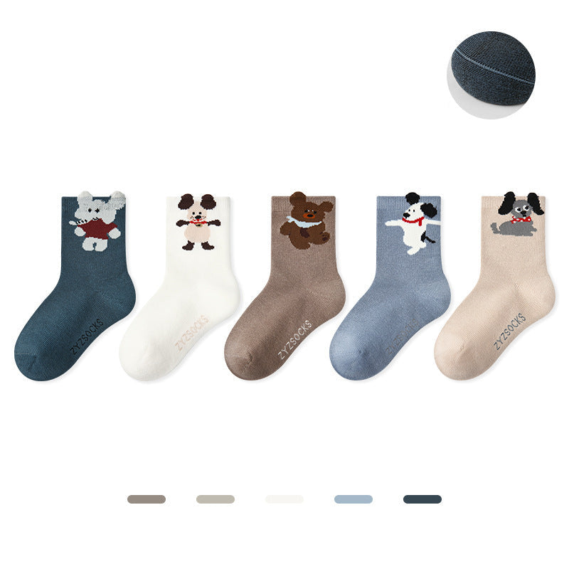 Kids Dot Colorblock Seamless Cotton Sport Socks