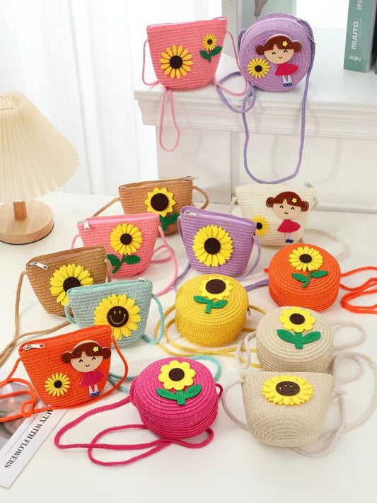 Kids Woven Beach Bags Cute Crossbody Bags