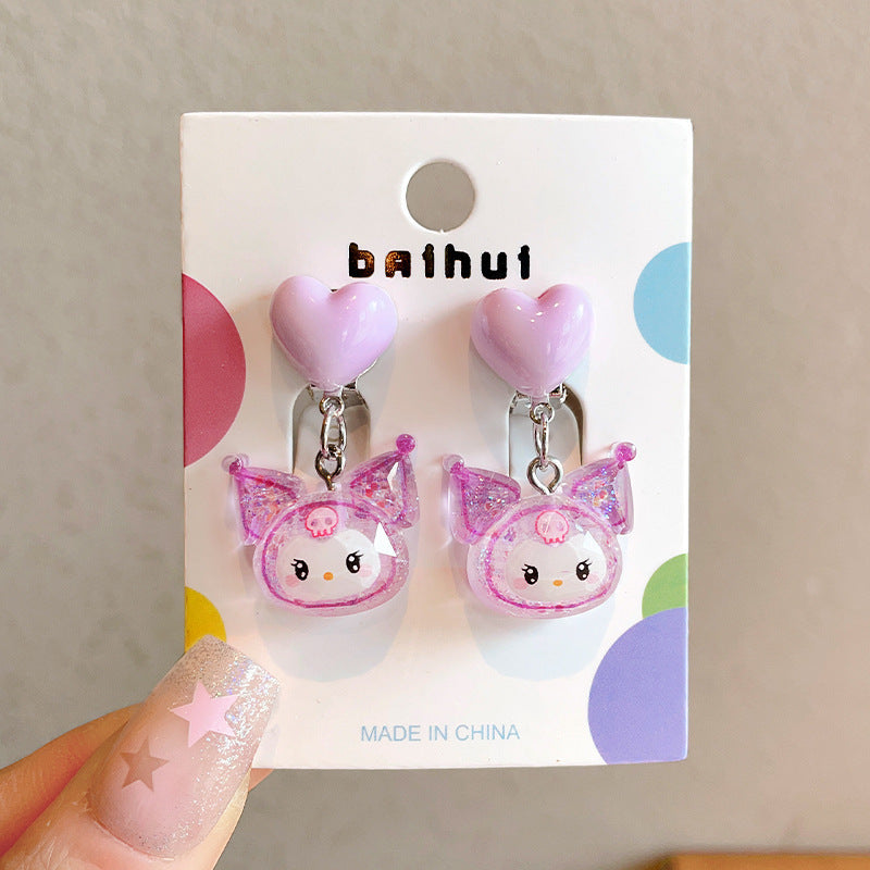 Cute Cartoon Bear Clip-On Earrings for Kids
