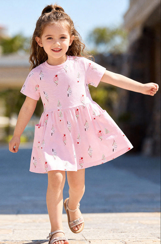 Cartoon Princess Dress Cotton Summer Dress for Girls