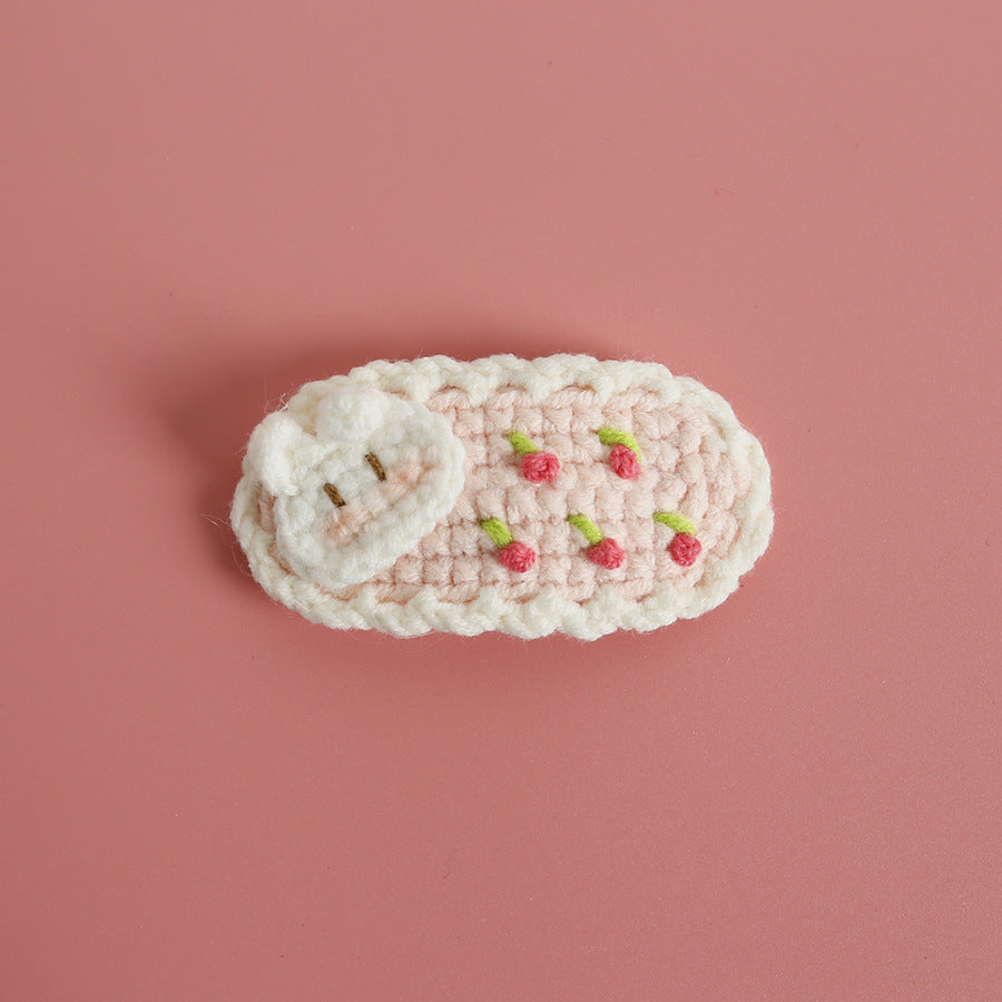 Sweet Handmade Crochet Bunny Hair Clip Cartoon Style Hair Accessory