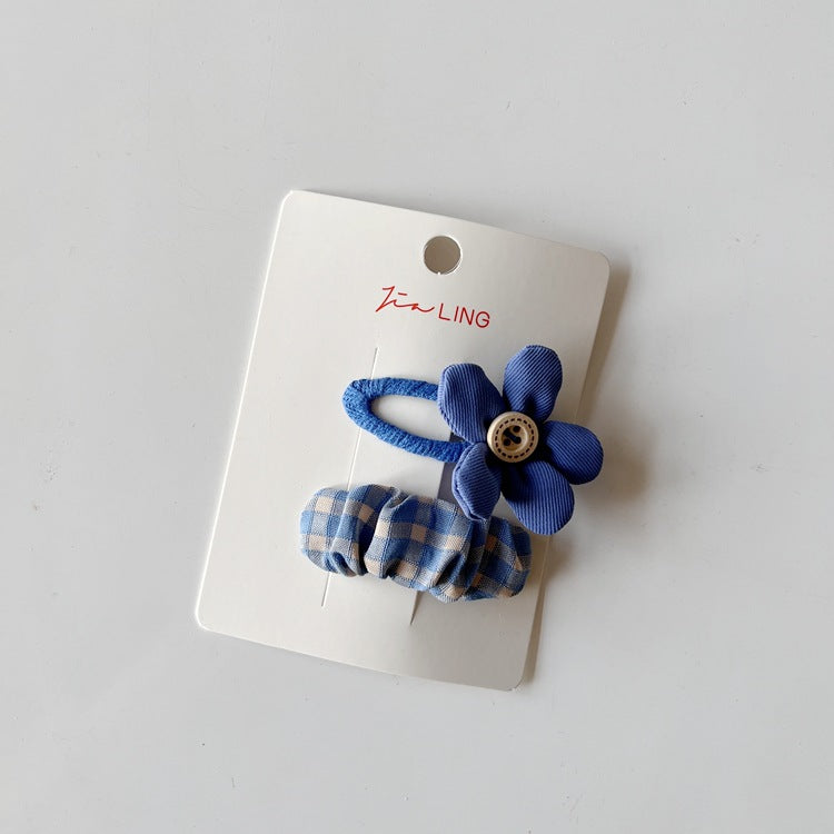 Cute Blue Cat Bow Hair Clips Fabric Accessories for Kids