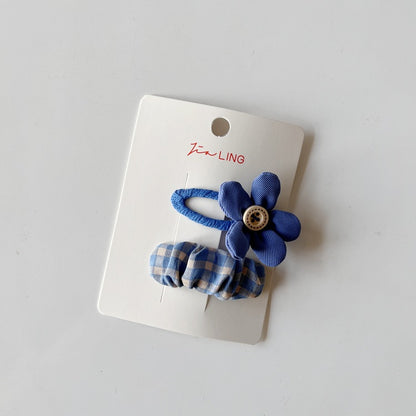 Cute Blue Cat Bow Hair Clips Fabric Accessories for Kids