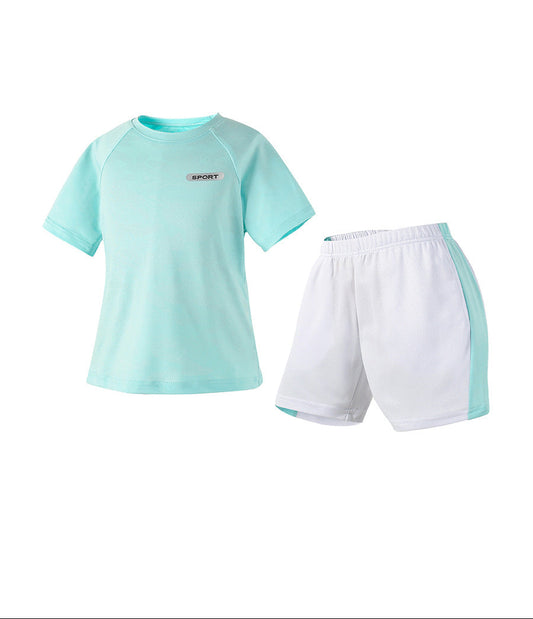 Kids Short Sleeve Sports Set Moisture-Wicking Casual Wear