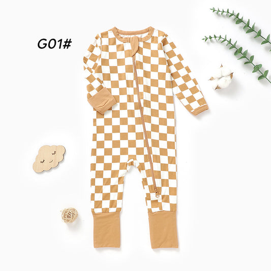 Bamboo Fiber Baby Romper with Zip Closure Casual Design