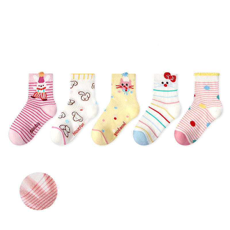 Kids Mesh Cotton Socks Cute Cartoon Breathable Everyday