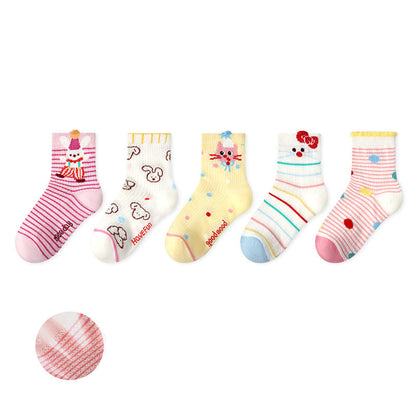 Kids Mesh Cotton Socks Cute Cartoon Breathable Everyday