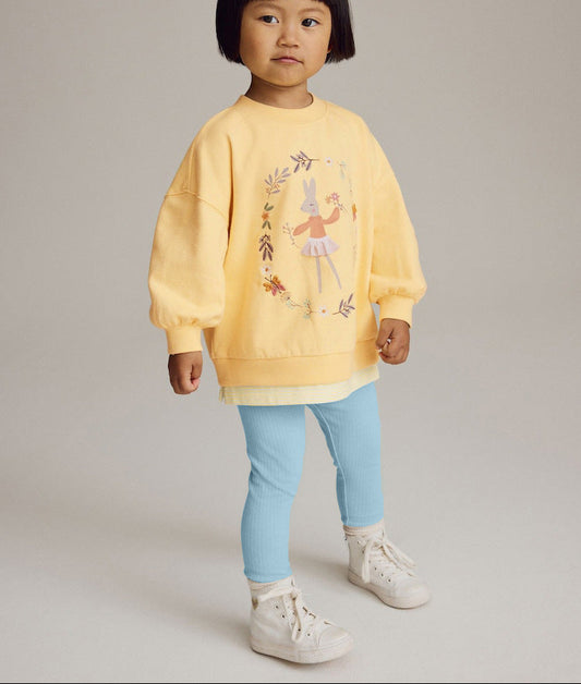 Girls' Cartoon Long Sleeve Pullover Set Cotton Casual Outfit