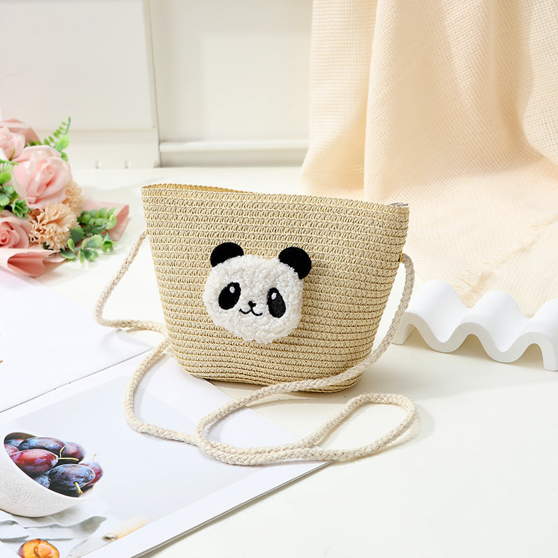 Mini Cute Panda Woven Straw Bag for Women